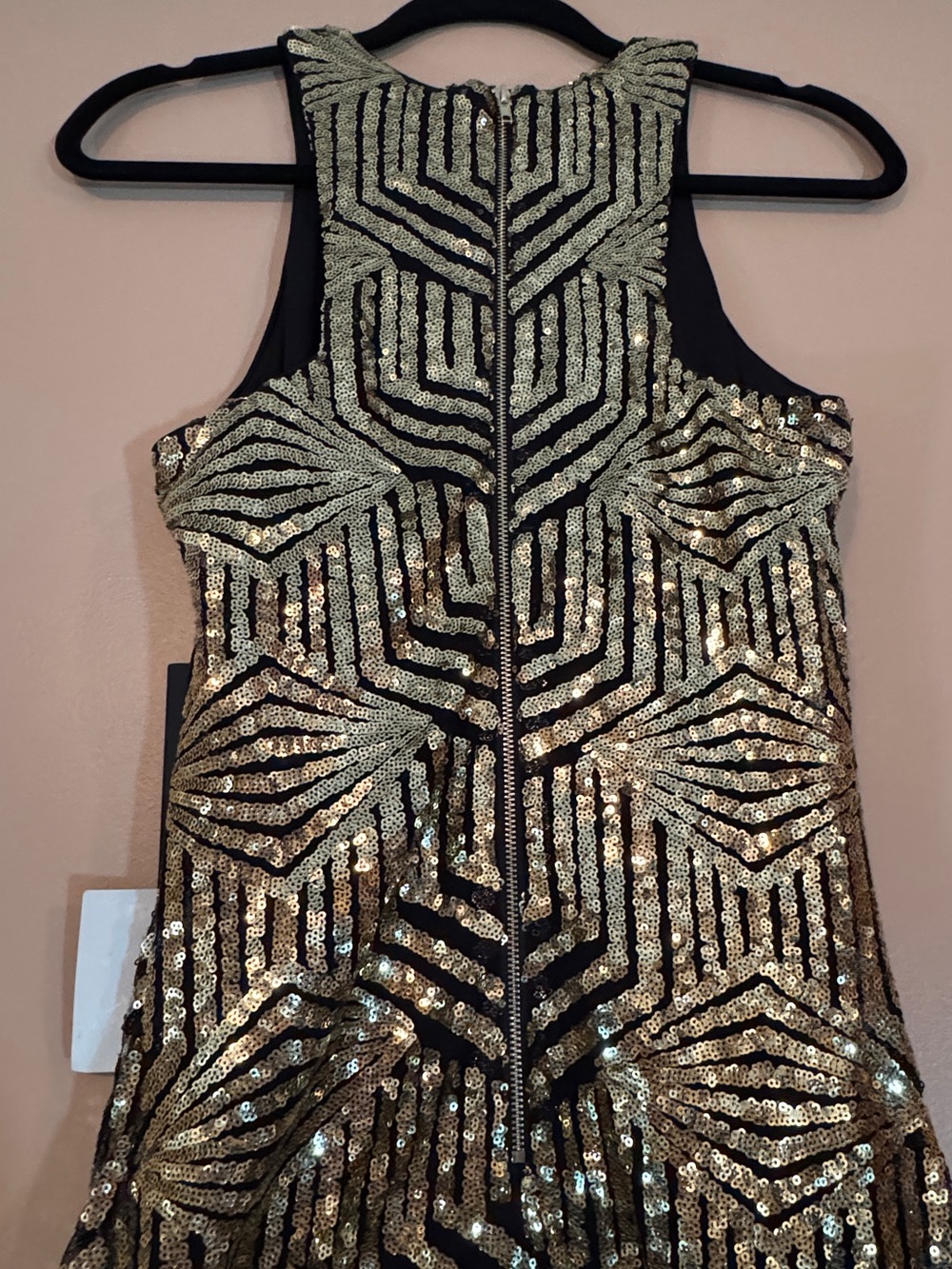 Lulu's Gold and Black Sequin Geometric Mini Dress - Picture 7 of 11